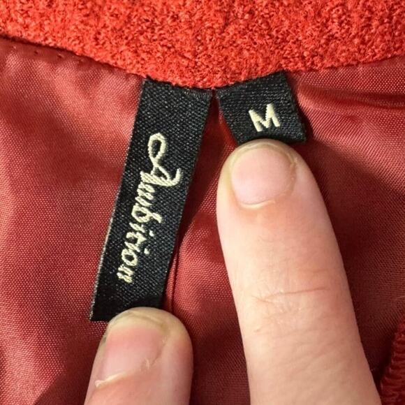 Vintage Ambition Jacket Women M Red Wool Blend Floral Snap Closure Cottage Boho - Picture 6 of 8